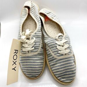 TAN and Blue Striped Nautical Lace Up Shoes Sneakers